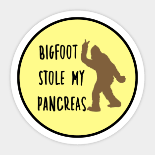 Bigfoot Stole My Pancreas Yellow Sticker